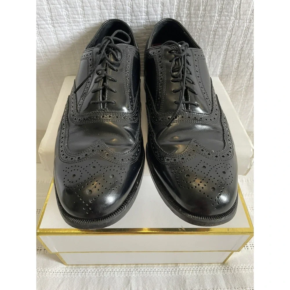 Florsheim Men's Wingtip Brogue Black Oxfords Size 9.5 Dress Shoes Classic Career